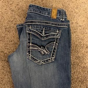 Low rise boot cut jeans